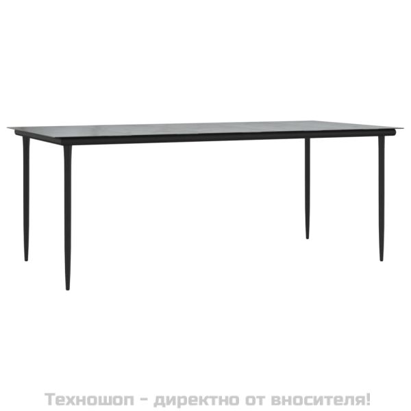 Градински трапезен комплект 7 части възглавници черен полиратан