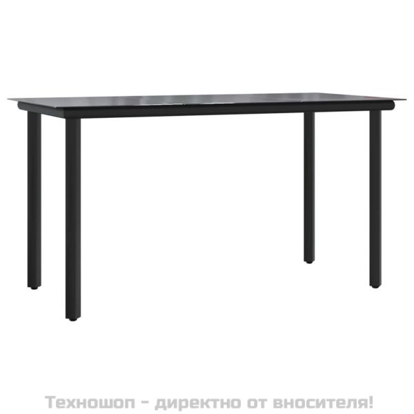 Градински трапезен комплект 7 части възглавници черен полиратан