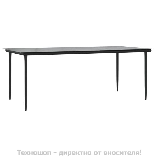 Градински трапезен комплект възглавници 9 части черен полиратан