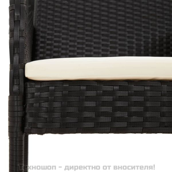 Градински трапезен комплект възглавници 9 части черен полиратан