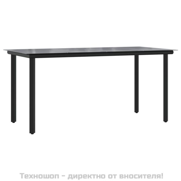 Градински трапезен комплект възглавници 9 части черен полиратан