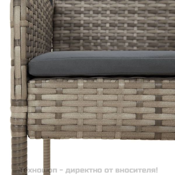 Градински трапезен комплект 9 части с възглавници сив полиратан