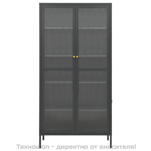 Витрина, антрацит, 90x40x180 см, стомана и закалено стъкло