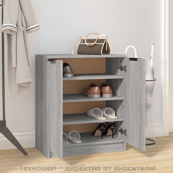 Шкаф за обувки, сив сонома, 59x35x70 см, инженерно дърво