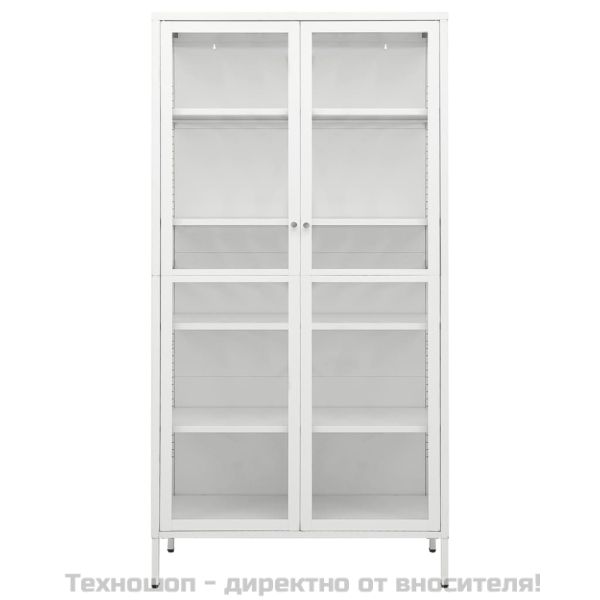 Витрина, бяла, 90x40x180 см, стомана и закалено стъкло