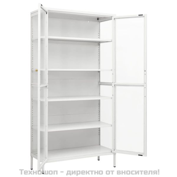 Витрина, бяла, 90x40x180 см, стомана и закалено стъкло