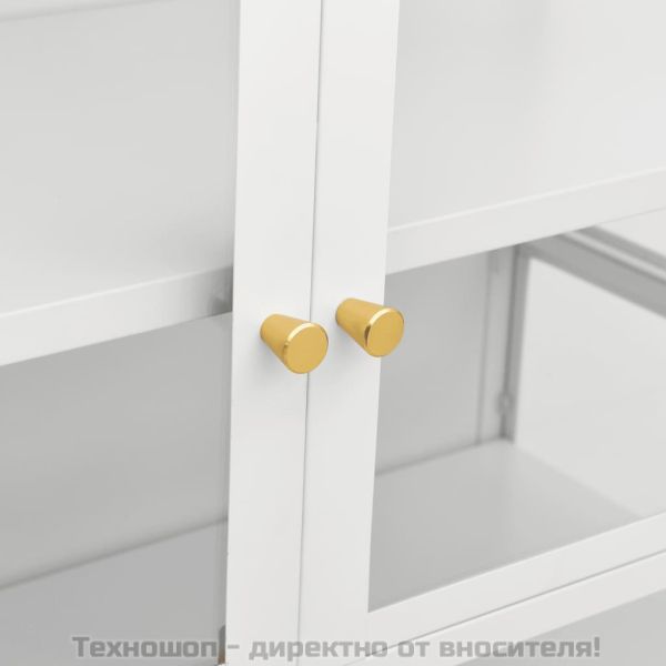 Витрина, бяла, 90x40x180 см, стомана и закалено стъкло