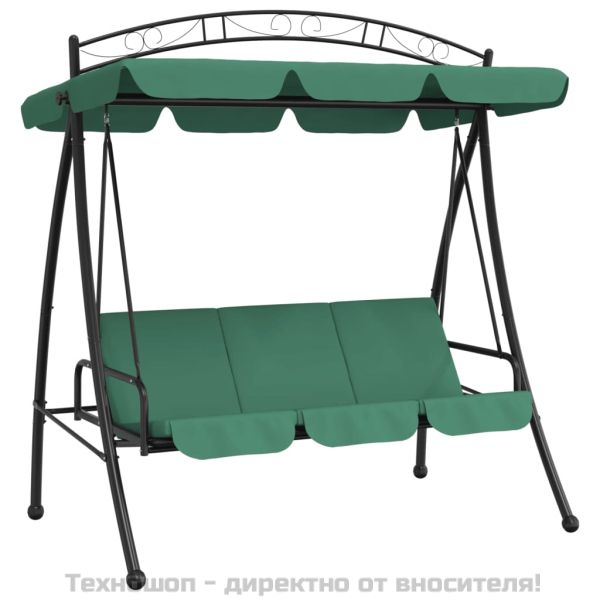 Градинска люлка-пейка със сенник зелена 198 см плат и стомана