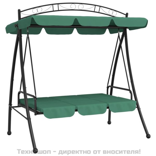 Градинска люлка-пейка със сенник зелена 198 см плат и стомана
