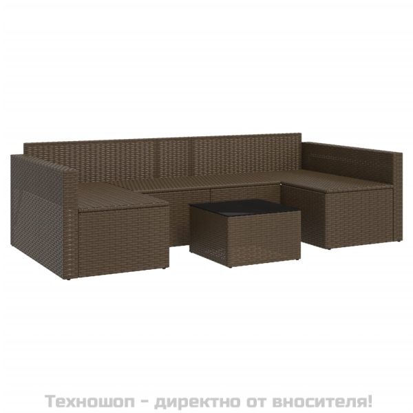 Градински комплект с възглавници, 2 части, кафяв, полиратан