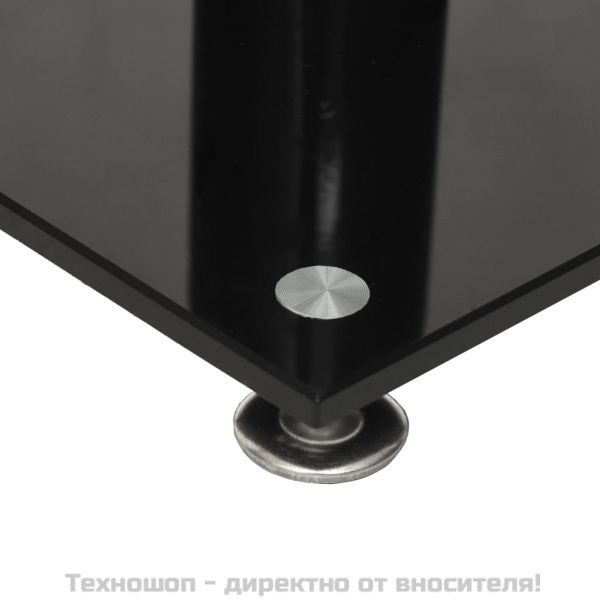 Стойки за тонколони 2 бр черни закалено стъкло дизайн 3 стълба