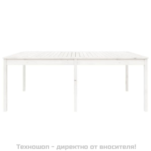 Градинска маса, бяла 203,5x100x76 см, борово дърво масив