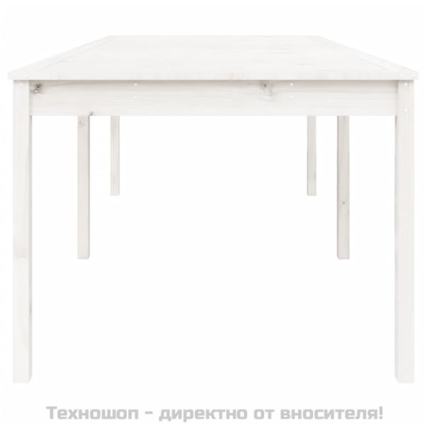 Градинска маса, бяла 203,5x100x76 см, борово дърво масив
