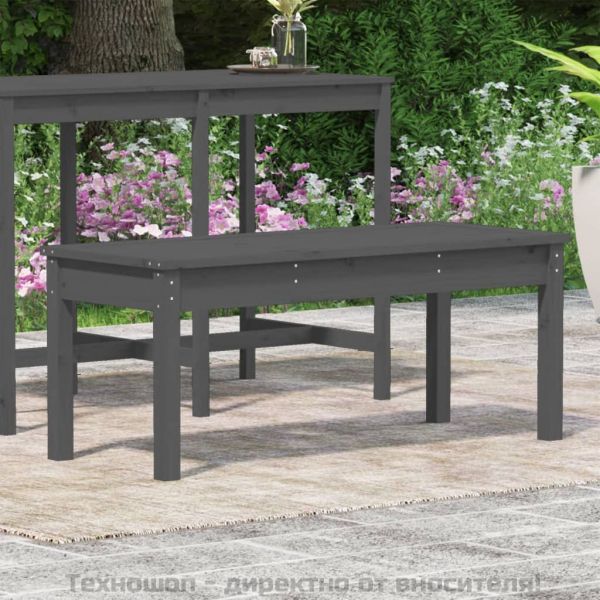 Градинска пейка сива 109x44x45 см борово дърво масив