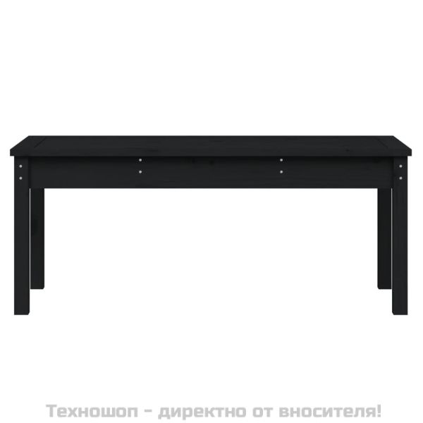 Градинска пейка, черна, 109x44x45 см, борово дърво масив