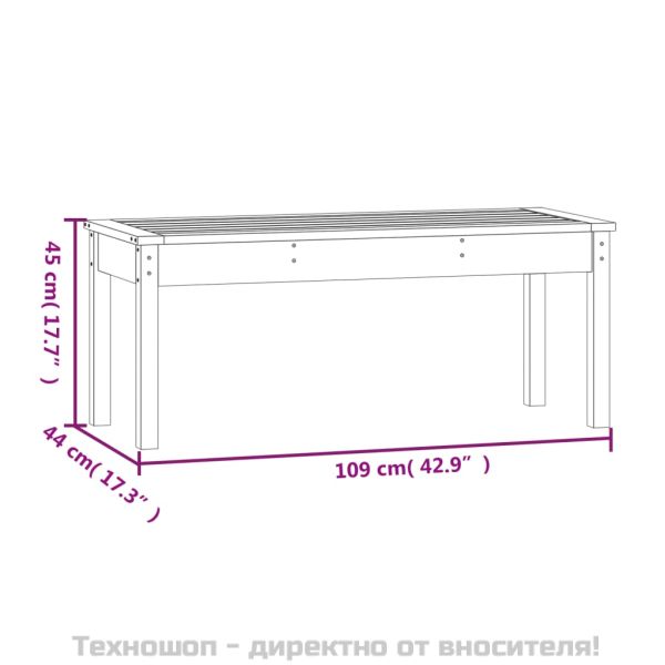 Градинска пейка, черна, 109x44x45 см, борово дърво масив