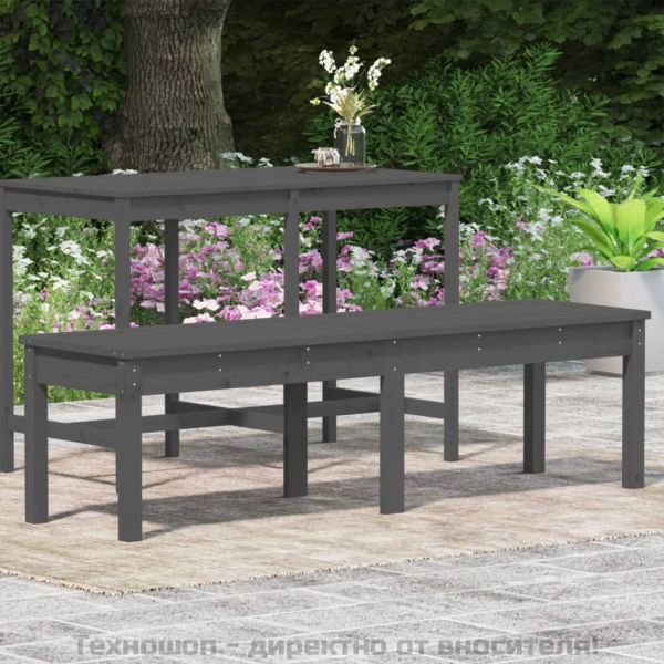 2-местна градинска пейка, сива, 159,5x44x45 см, бор масив