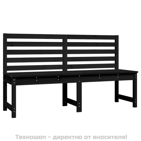 Градинска пейка, черна, 157,5 см, борово дърво масив