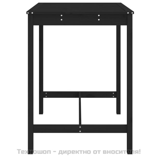 Градинска маса черна 82,5x82,5x110 см масивна борова дървесина