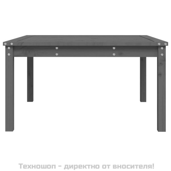 Градинска маса, сива, 82,5x82,5x45 см, борово дърво масив