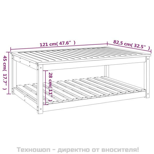 Градинска маса, 121x82,5x45 см, дугласко дърво масив