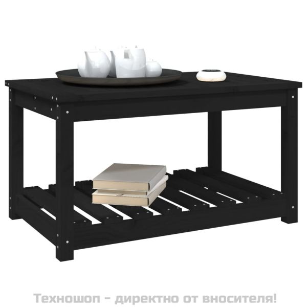 Градинска маса черна 82,5x50,5x45 см масивна борова дървесина