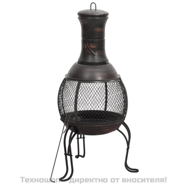 Градинска печка с ръжен, 39x39x90 см, стомана