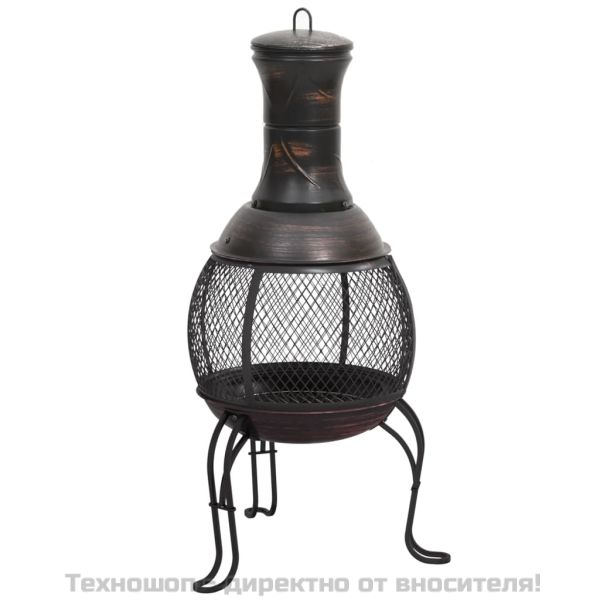 Градинска печка с ръжен, 39x39x90 см, стомана