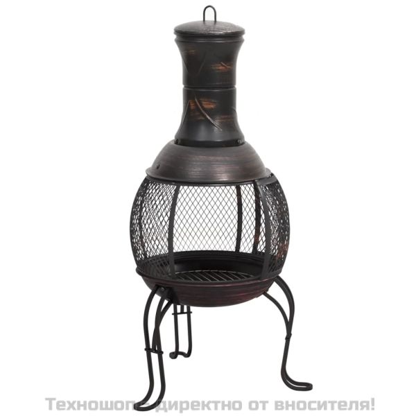 Градинска печка с ръжен, 39x39x90 см, стомана