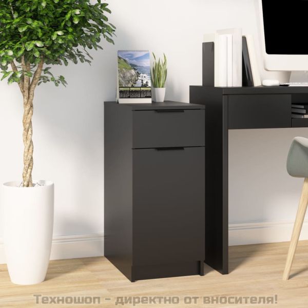 Шкаф за бюро, черен, 33,5x50x75 см, инженерно дърво