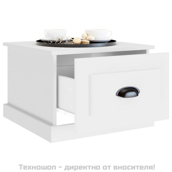 Кафе маса, бяла, 50x50x35 см, инженерно дърво