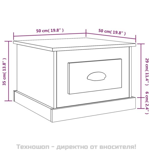 Кафе маса, бяла, 50x50x35 см, инженерно дърво