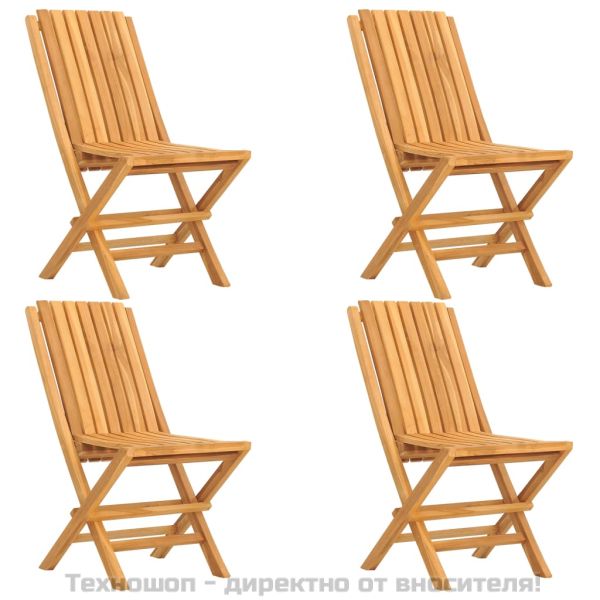 Градински трапезен комплект, 5 части, тиково дърво масив