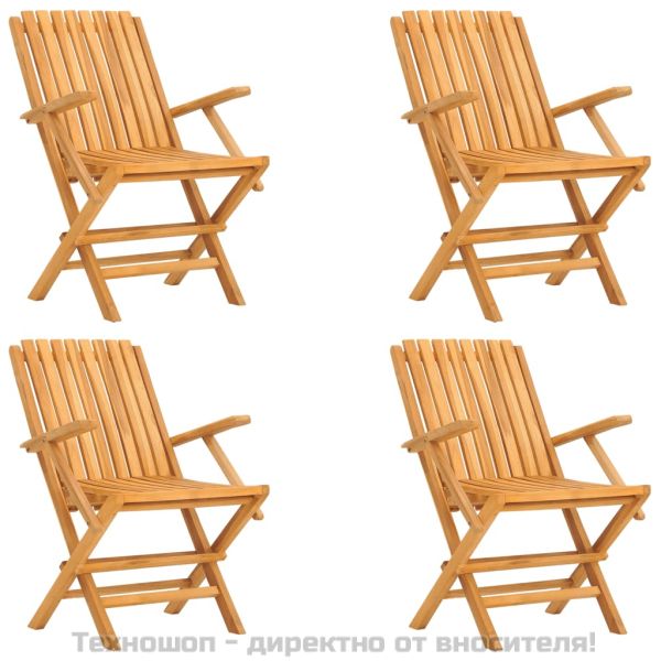 Градински трапезен комплект, 5 части, тиково дърво масив