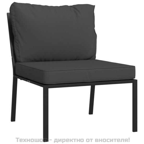 Градински лаундж комплект 7 части със сиви възглавници стомана