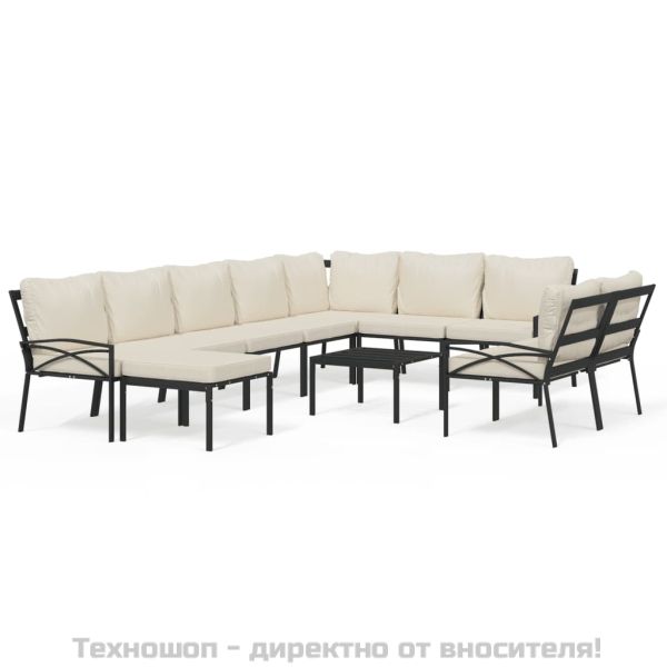 Градински комплект от 11 части с пясъчни възглавници стомана