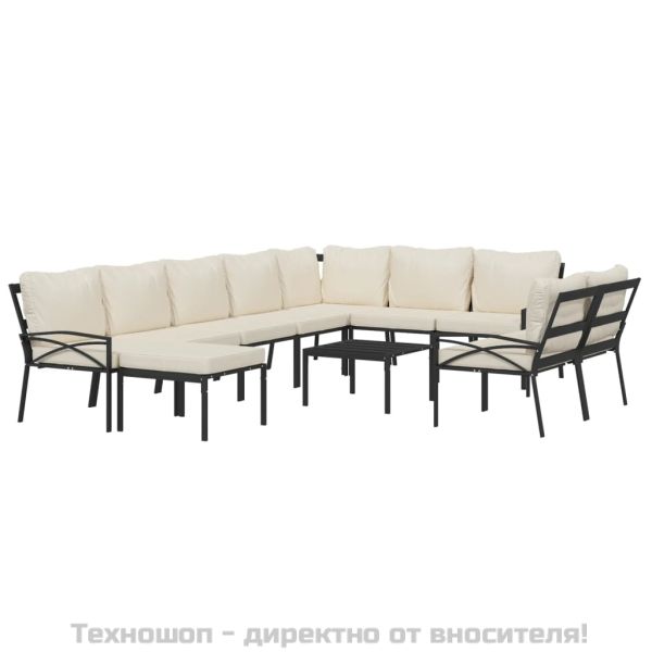 Градински комплект от 11 части с пясъчни възглавници стомана