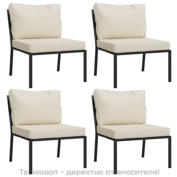 Градински лаундж комплект 7 части с пясъчни възглавници стомана