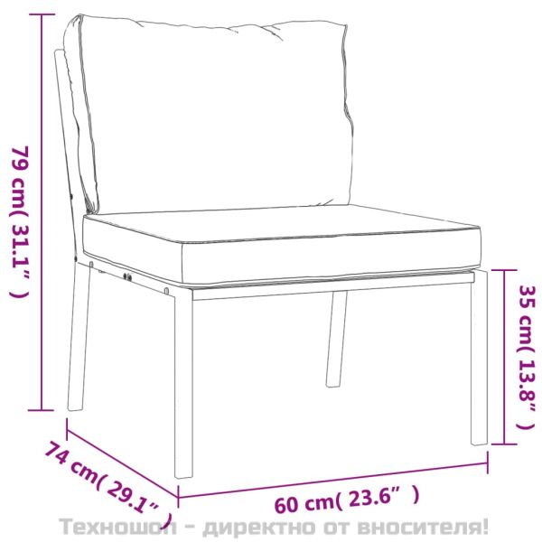 Градински лаундж комплект 7 части с пясъчни възглавници стомана