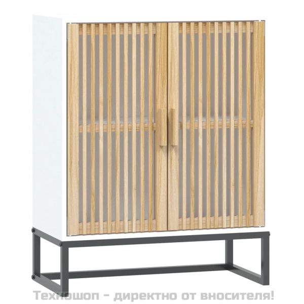 Сайдборд, бял, 60x30x75 см, инженерно дърво