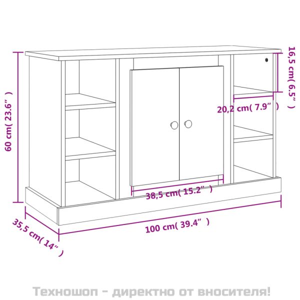 Сайдборд, опушен дъб, 100x35,5x60 см, инженерно дърво