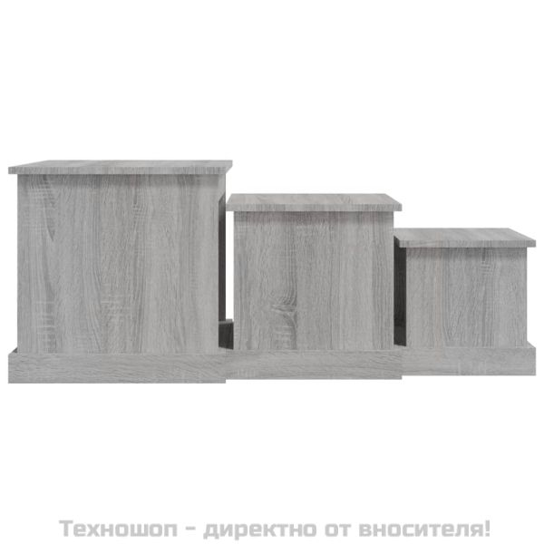 Кафе маси, 3 бр, сив сонома, инженерно дърво