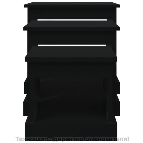 Кафе маси, 3 бр, черни, инженерно дърво