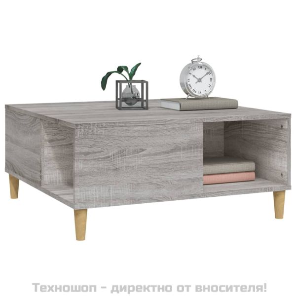 Кафе маса, сив сонома, 80x80x36,5 см, инженерно дърво