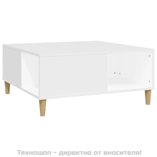Кафе маса, бяла, 80x80x36,5 см, инженерно дърво