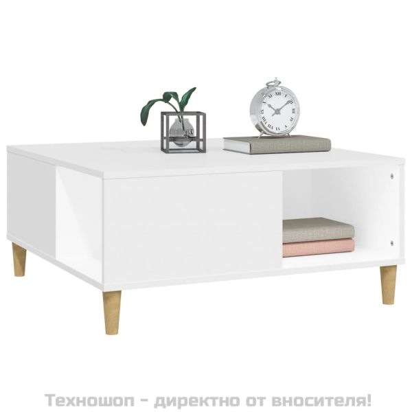 Кафе маса, бяла, 80x80x36,5 см, инженерно дърво