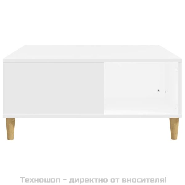 Кафе маса, бяла, 80x80x36,5 см, инженерно дърво