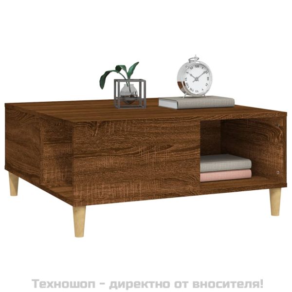 Кафе маса, кафяв дъб, 80x80x36,5 см, инженерно дърво