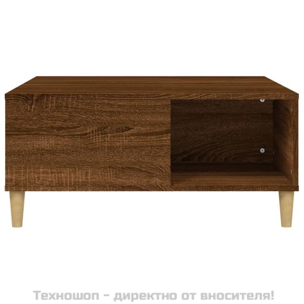 Кафе маса, кафяв дъб, 80x80x36,5 см, инженерно дърво