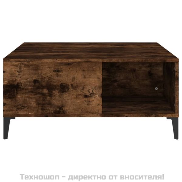 Кафе маса, опушен дъб, 80x80x36,5 см, инженерно дърво